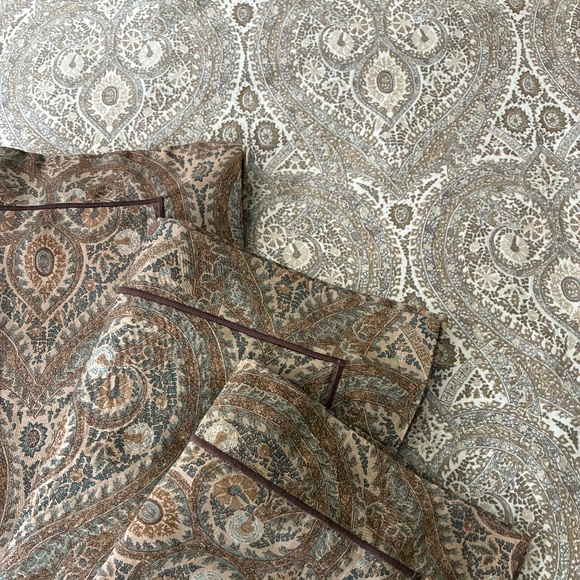 Restoration Hardware RH Italian Cypress Paisley King Duvet Cover/3 Euro Shams - Picture 1 of 9